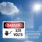 Signmission 120 Volts Danger Sign, Vinyl Decal, 10in W x 7in L, 2PK OS-2PACK-DS-D-710-L-1003 - alternate 6